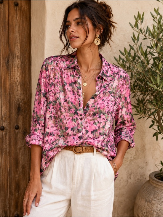 Taylor Tops - NWT Taylor & Sage Pink Floral Button Up Blouse | Anthropologie Cottagecore Top |